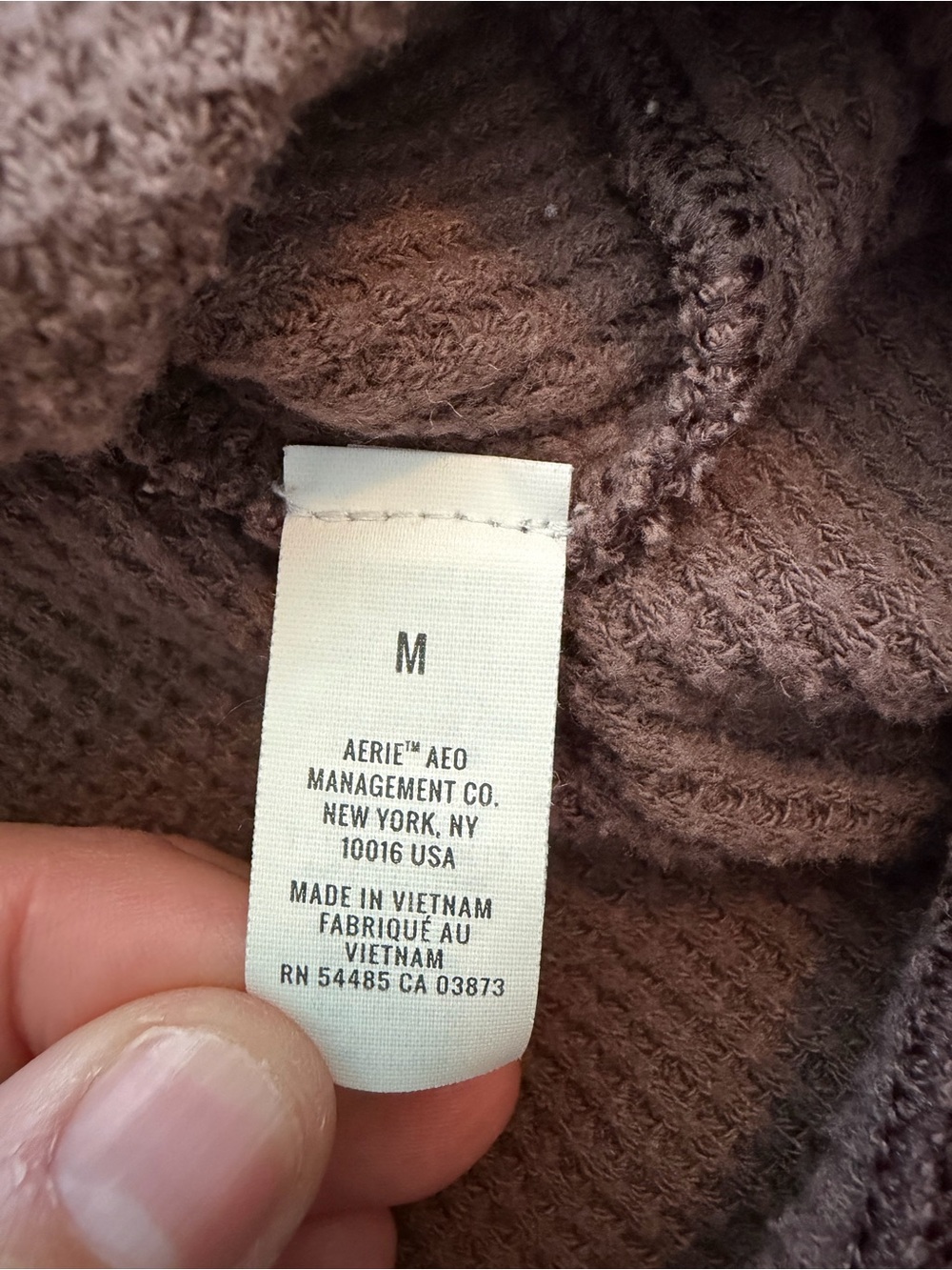 Aerie Cozy Waffle-Knit Hoodie in Chocolate Browm - Picture 6 of 10